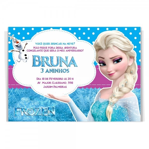 30 convites aniversÃ¡rio infantil frozen rainha elza + brinde