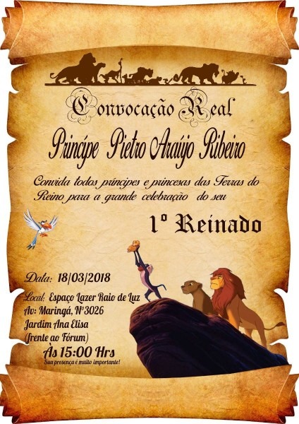 30 convites pergaminho o rei leão 30 convites pergaminho o rei leão