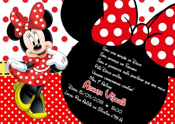 40 convites minnie vermelha infantil personalizado 40 convites minnie vermelha infantil personalizado