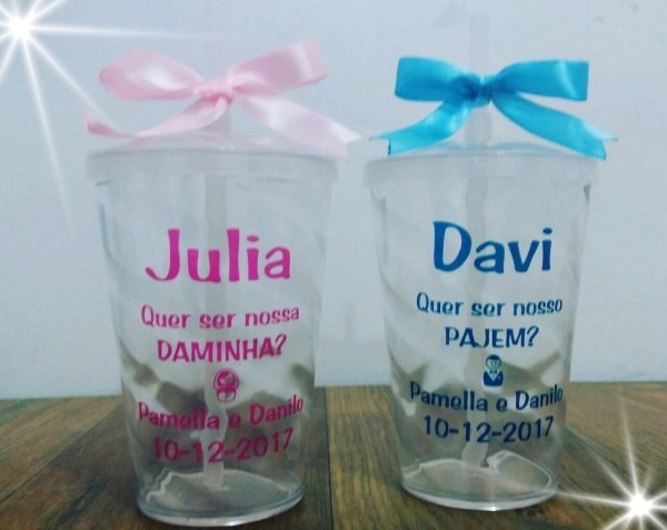 4 copos com laço convite para daminha e pajem personalizado 4 copos com laço convite para daminha e pajem personalizado