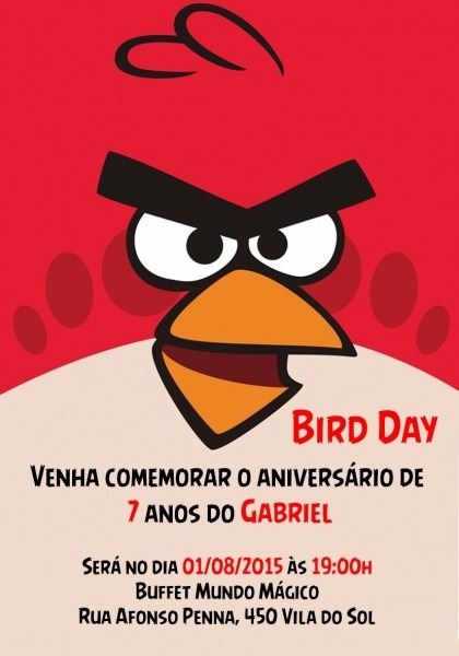 50 convites angry birds10x7cm