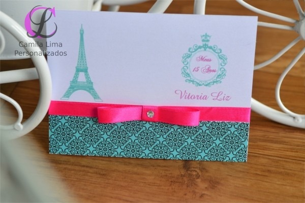 55 convite 15 anos tema paris personalizado