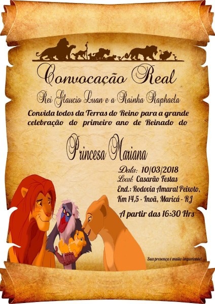 65 convite pergaminho rei leão 65 convite pergaminho rei leão