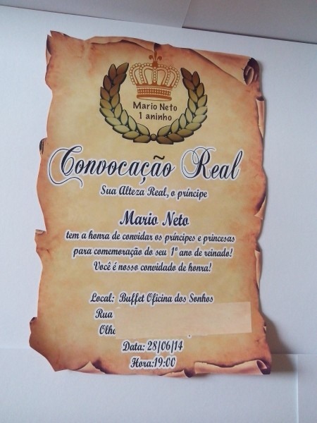 70 convites pergaminho aniversÃ¡rio infantil