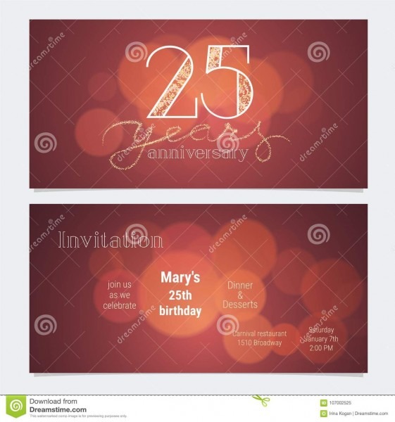 25 anos de convite do aniversÃ¡rio Ã  ilustraÃ§Ã£o do vetor da
