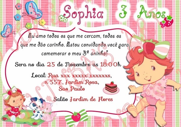 Arte digital convite moranguinho baby para imprimir em casa