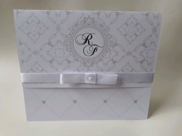 Convite de casamento classico branco prata no elo7 Convite de casamento classico branco prata no elo7