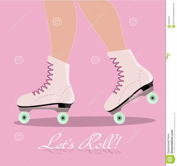 Cartão do convite com patins de rolo ilustração do vetor Cartão do convite com patins de rolo ilustração do vetor