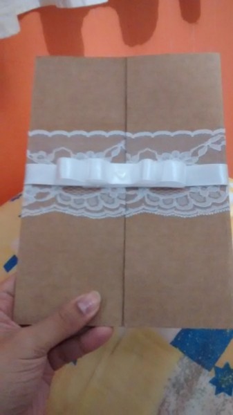 Convite rustico com renda Convite rustico com renda