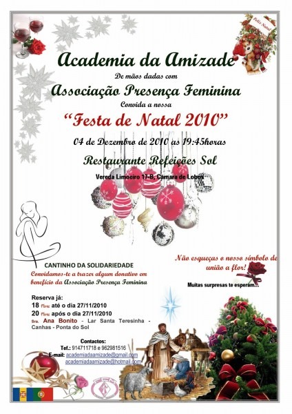 Academia da amizade convite jantar convÃvio festa de natal 2010 Academia da amizade convite jantar convÃvio festa de natal 2010