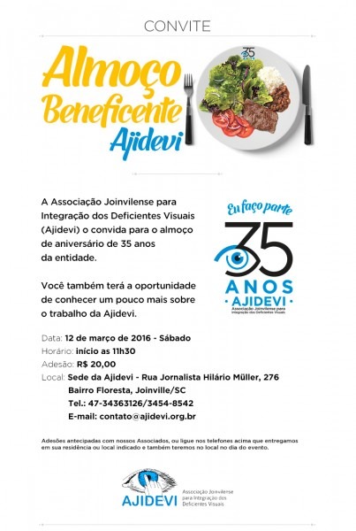 Convite para almoço beneficente ajidevi Convite para almoço beneficente ajidevi