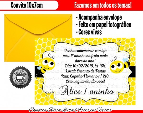 Convite abelhinha no elo7 Convite abelhinha no elo7