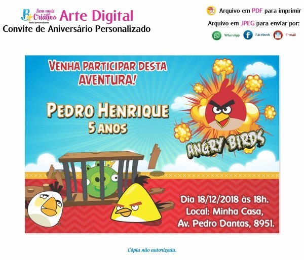 Convite angry birds