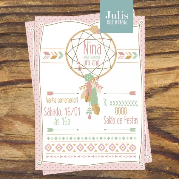 Convite apanhador de sonhos no elo7 Convite apanhador de sonhos no elo7