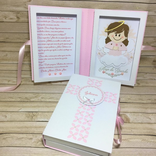 Convite caixa para padrinhos de batismo ou consagraÃ§Ã£o no elo7