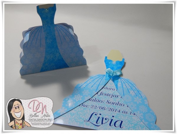 Convite + caixinha vestido elsa no elo7 Convite + caixinha vestido elsa no elo7