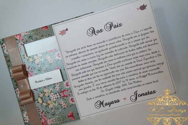 Convite especial para pais e padrinhos no elo7 Convite especial para pais e padrinhos no elo7