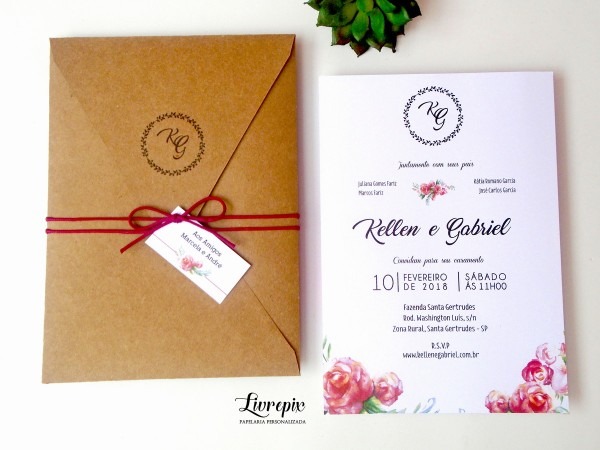 Convite de casamento rustico chic no elo7 Convite de casamento rustico chic no elo7