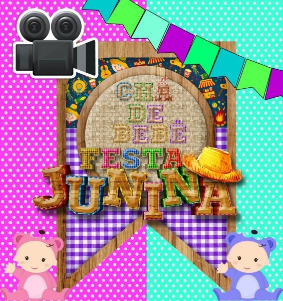 Convite chÃ¡ de bebÃª virtual animado tema  festa junina vÃ­deo