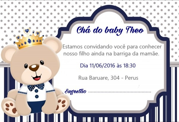 Convite chá de bebê ursinho no elo7 Convite chá de bebê ursinho no elo7
