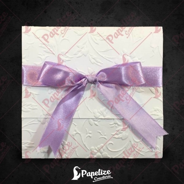 Convite de casamento branco com lilás no elo7 Convite de casamento branco com lilás no elo7