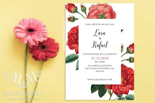 Convite de casamento lara, convite floral, casamento no elo7 Convite de casamento lara, convite floral, casamento no elo7