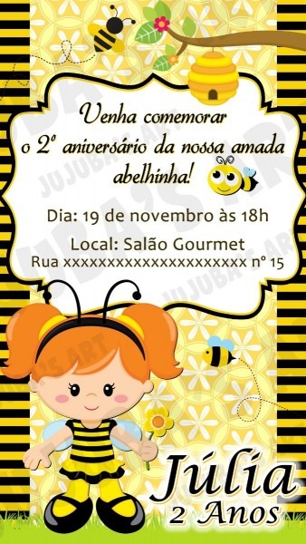 Convite digital abelhinha para whatsapp Convite digital abelhinha para whatsapp