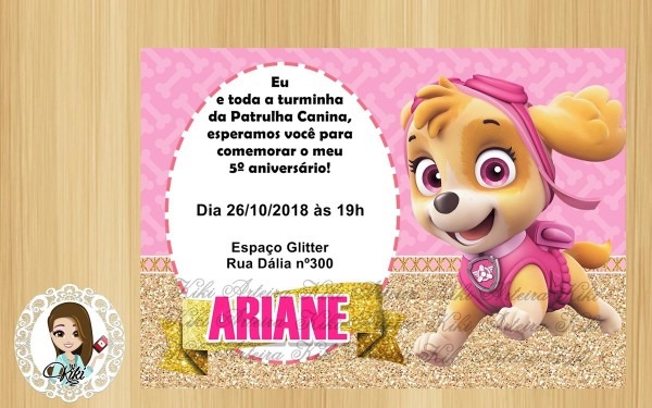Convite digital patrulha canina skye no elo7 Convite digital patrulha canina skye no elo7