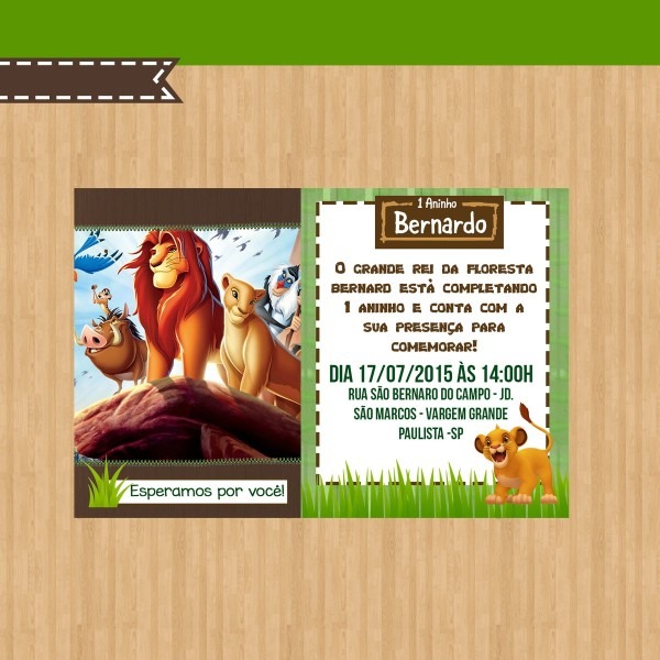 Convite digital rei leão no elo7 Convite digital rei leão no elo7