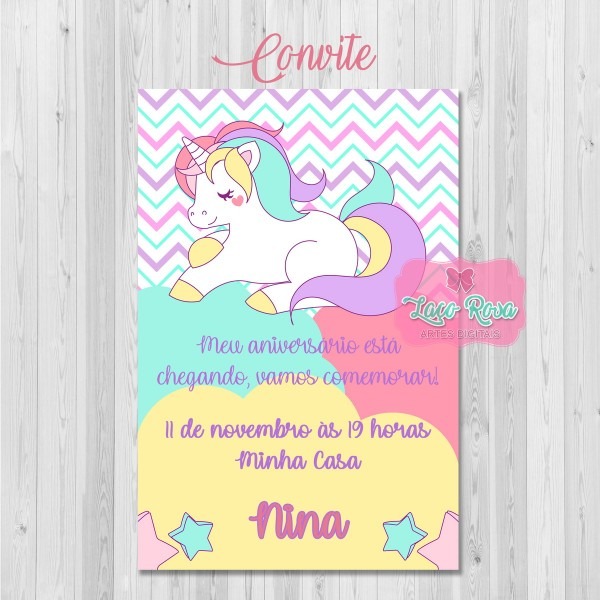 Convite digital unicórnio no elo7 Convite digital unicórnio no elo7