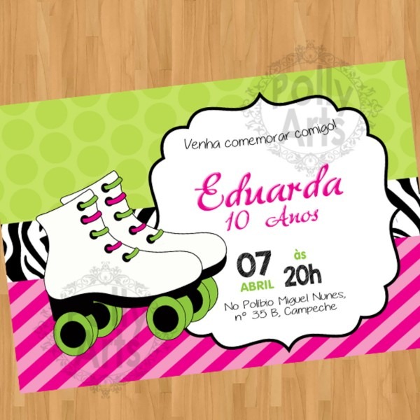 Convite digital virtual patins no elo7 Convite digital virtual patins no elo7