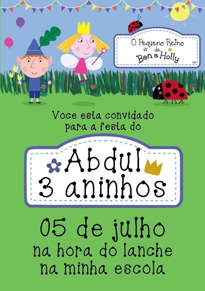 Convite digital   whatsapp o pequeno reino de ben e holly no elo7