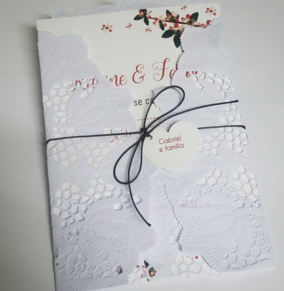 Convite doilie interno branco fosco no elo7 Convite doilie interno branco fosco no elo7