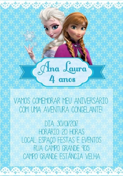 Convite frozen festa arte digital para whatsapp