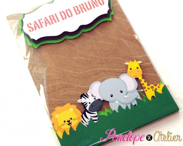 Convite luxo scrapbook festa safari Convite luxo scrapbook festa safari