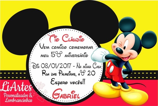 Convite mickey no elo7 Convite mickey no elo7