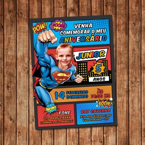 Convite superman aniversÃ¡rio no elo7