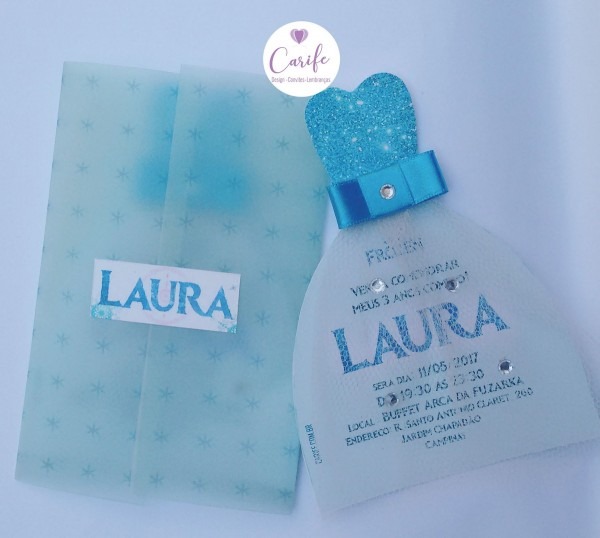 Convite vestido frozen no elo7 Convite vestido frozen no elo7