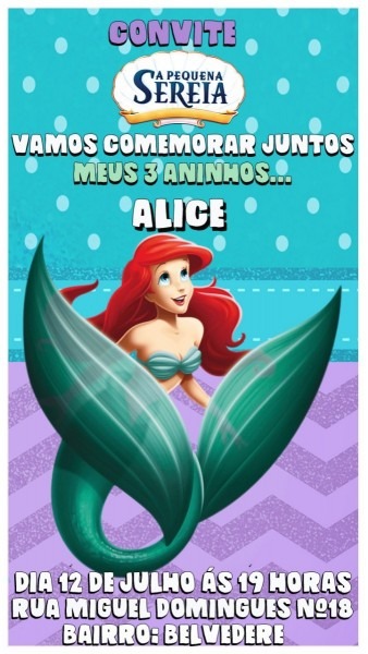 Convite virtual animado para aniversário pequena sereia mod2 Convite virtual animado para aniversário pequena sereia mod2