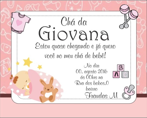 Convite virtual para chá de bebê no elo7 Convite virtual para chá de bebê no elo7
