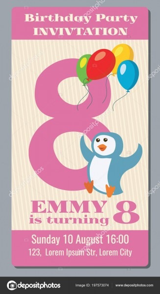 Bilhete do vetor do passe de aniversÃ¡rio festa convite com pinguim