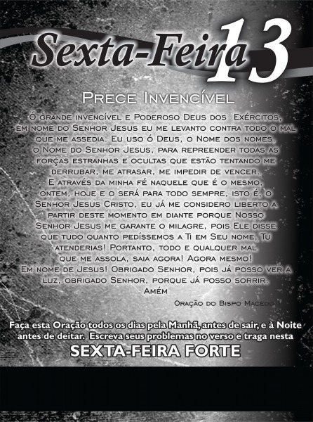 Folheto sexta 13 Folheto sexta 13