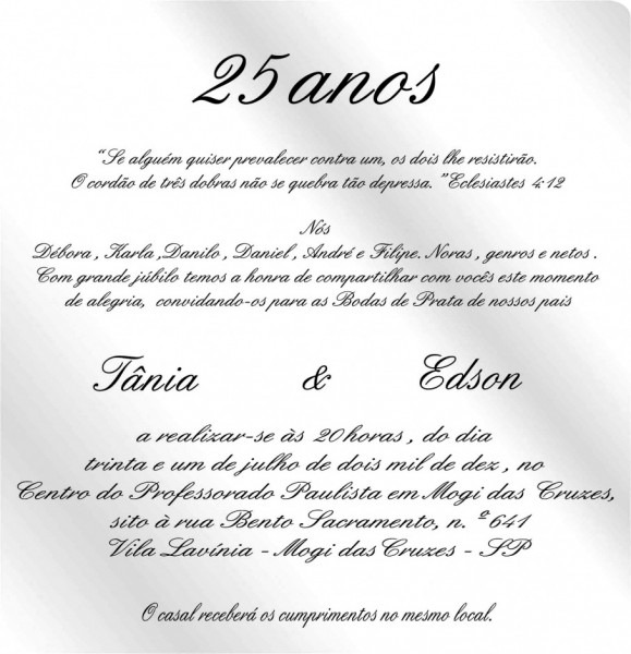 Imagens de dizeres convite casamento modelos convites bodas prata Imagens de dizeres convite casamento modelos convites bodas prata