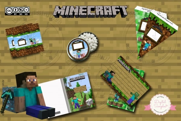 Festa aniversÃ¡rio digital  minecraft  para imprimir