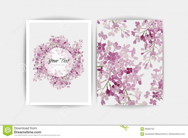 Lilás roxo floral no fundo branco cartão do convite do casamento Lilás roxo floral no fundo branco cartão do convite do casamento