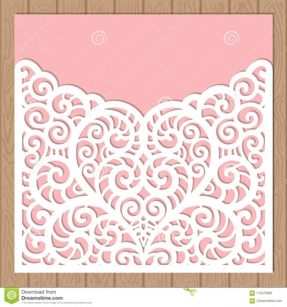 Modelo do envelope do convite do casamento para o corte do laser