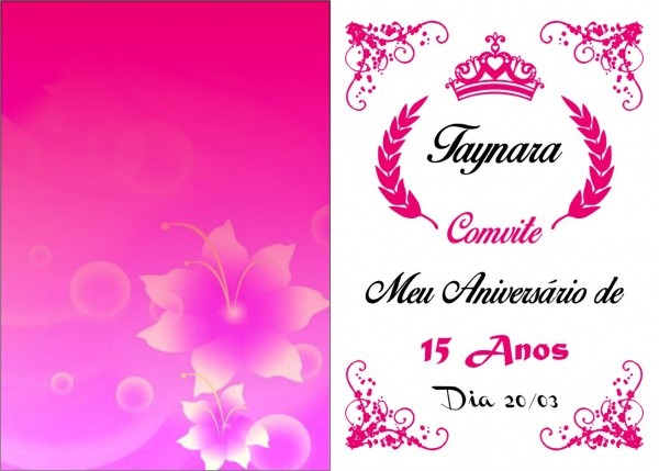 Nico de modelo convite aniversario 15 anos anivers rio frente e