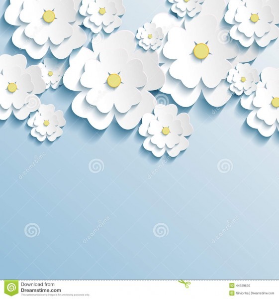 Papel de parede bonito com 3d as flores Ã  moda sakura ilustraÃ§Ã£o