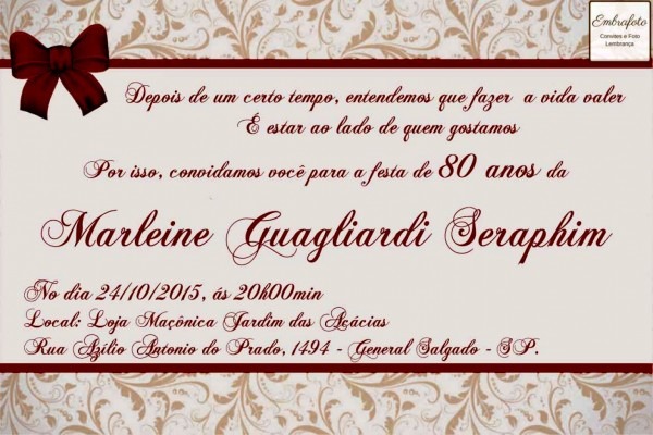 Surpreendente de frases convite aniversario anivers rio 80 anos