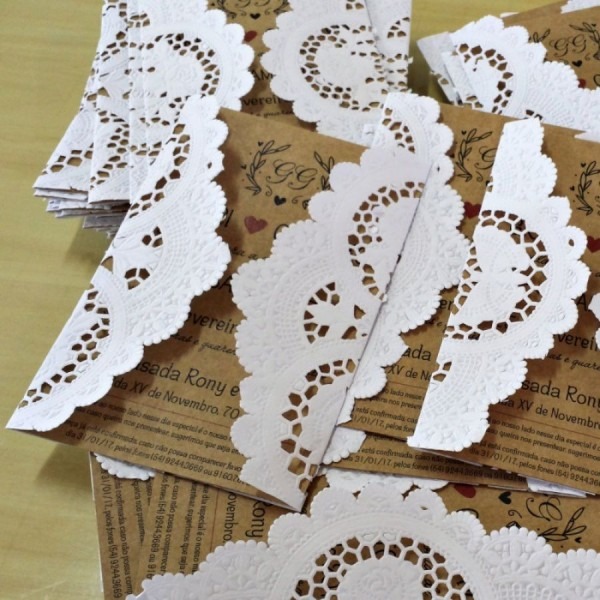 Toalha rendada doilies de papel com 25cm 100 folhas convites